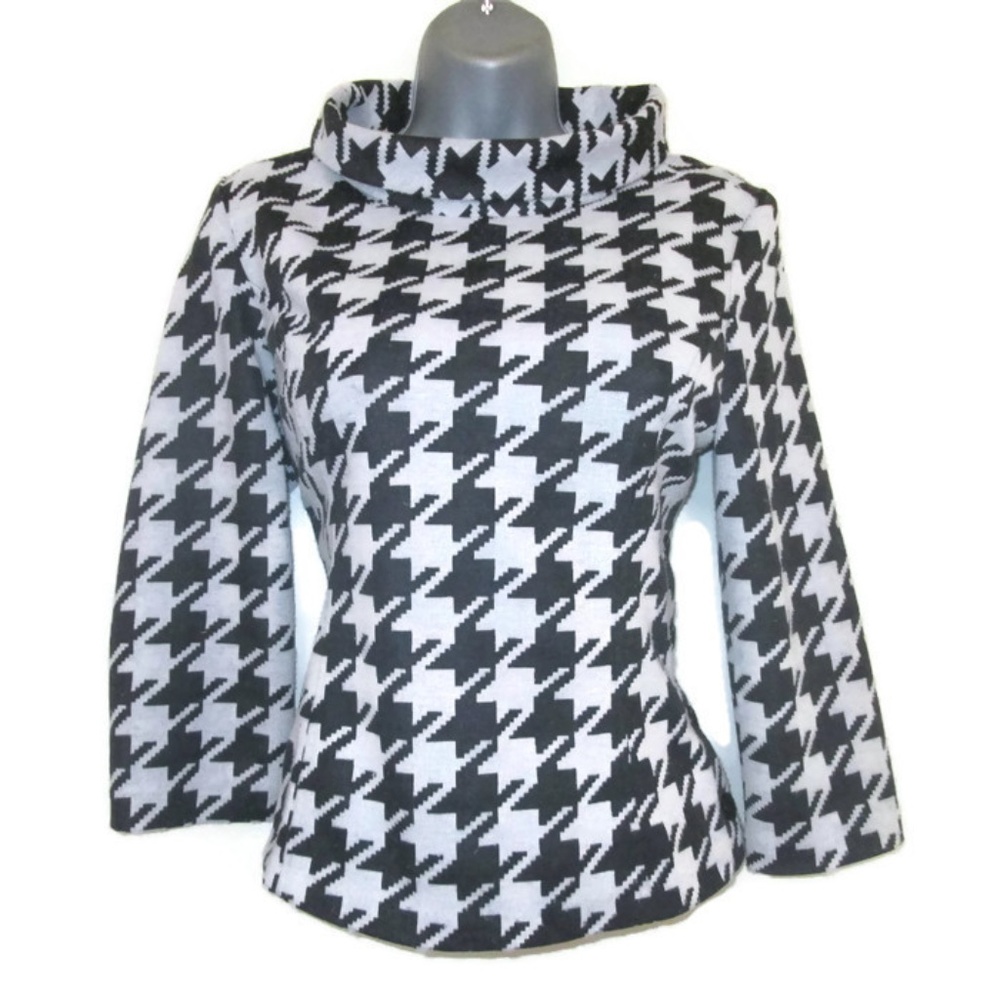retro jackie o houndstooth shirt size small 6